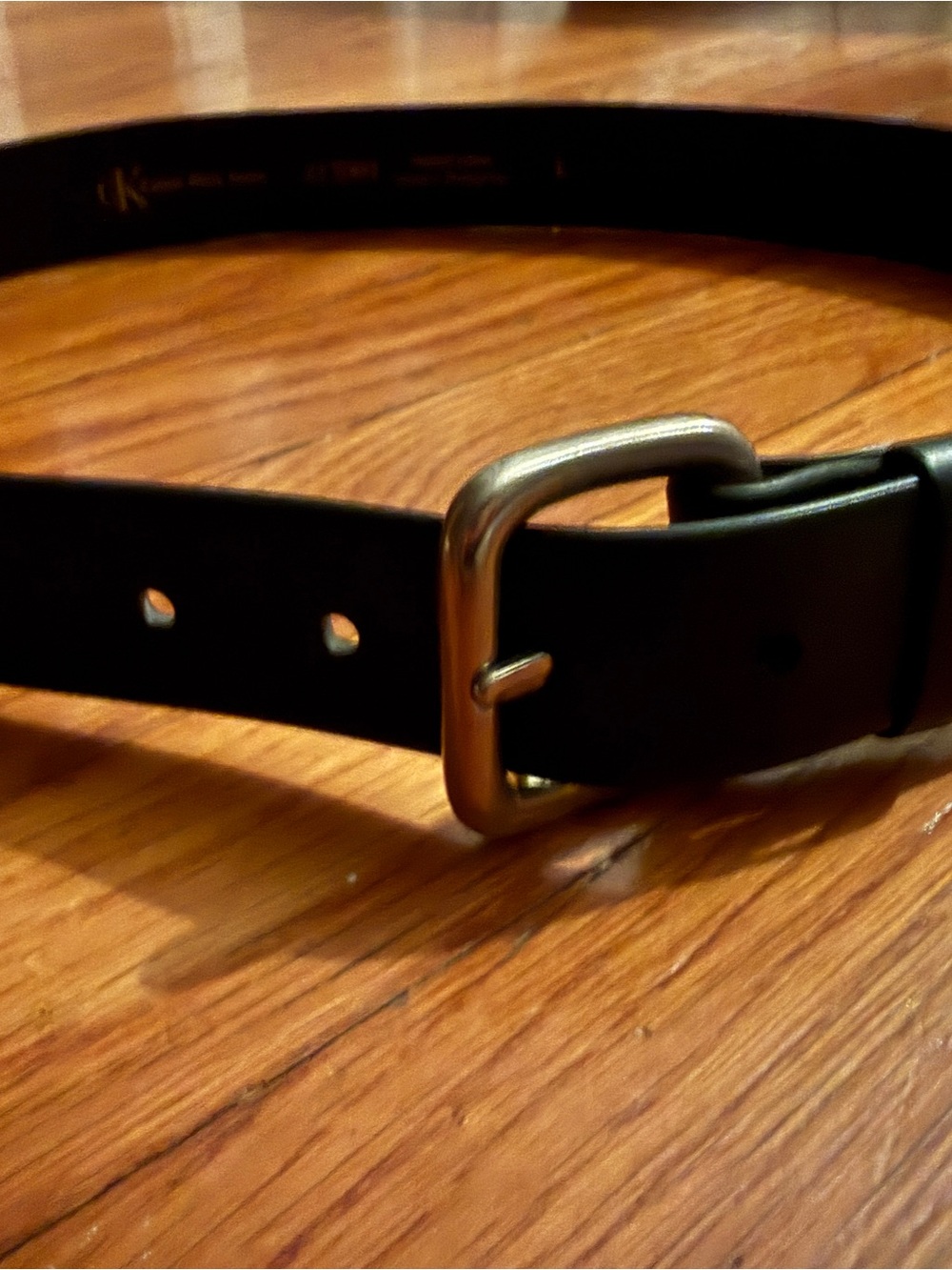 Calvin Klein Black runbee Belt with Silver Buckle